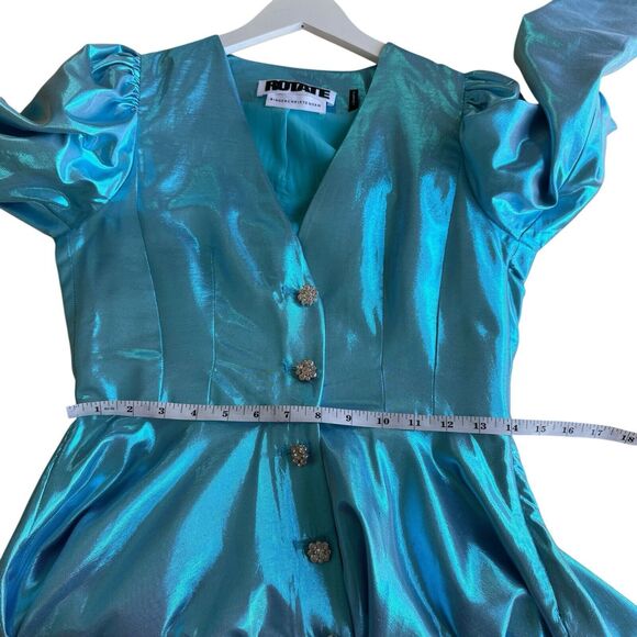 Rotate Birger Christensen Emma Belted Mini Cocktail Dress Club Metallic Blue US2 - Picture 7 of 16